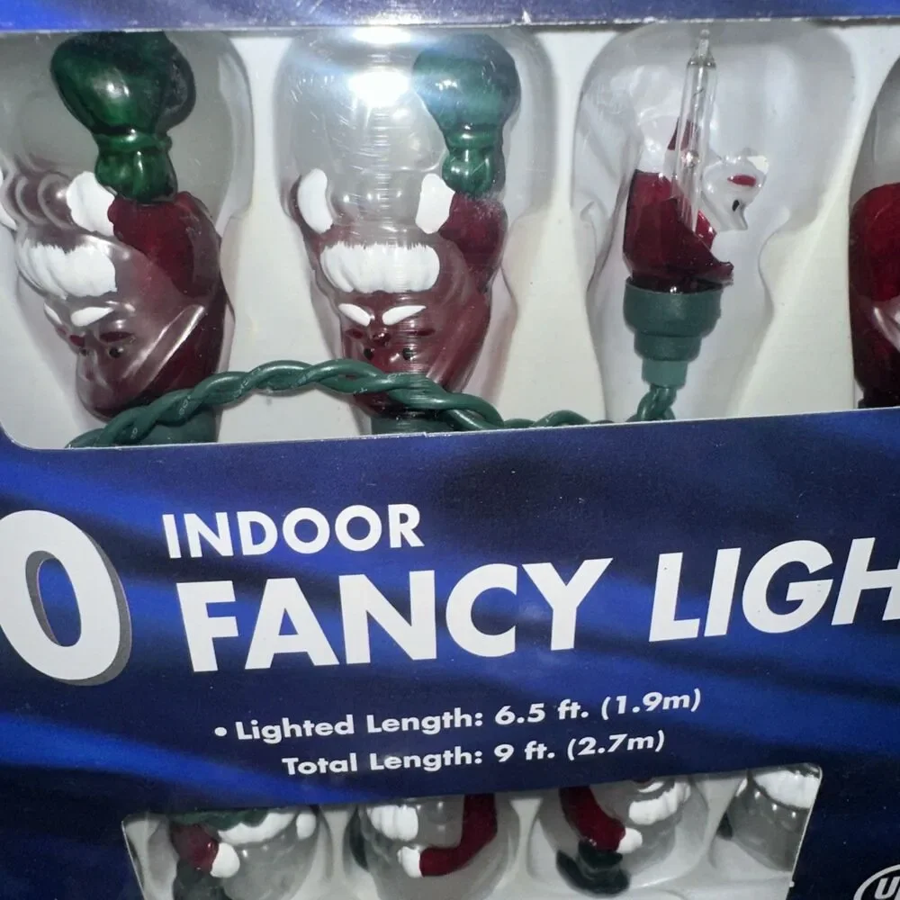 3 Boxes Indoor Fancy Christmas Lights String of 10 Santa Claus 6.5ft